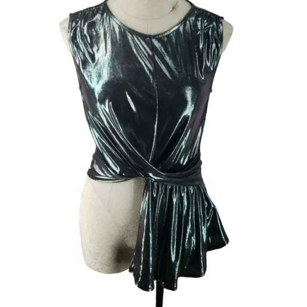 Top Shop Metallic One Sided Bottom‎ RAVE emo Top Blouse Size 6
